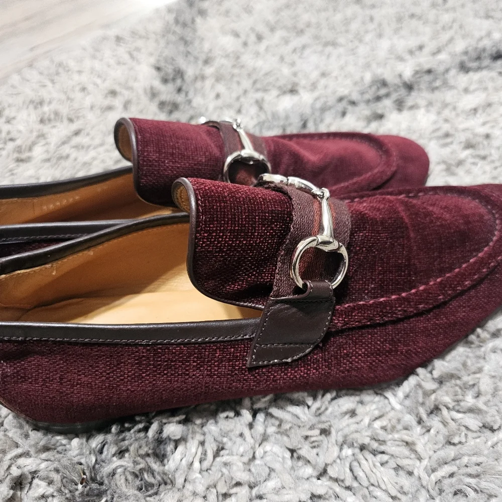Gucci Burgundy Velvet Horsebit Loafers Size 9.5